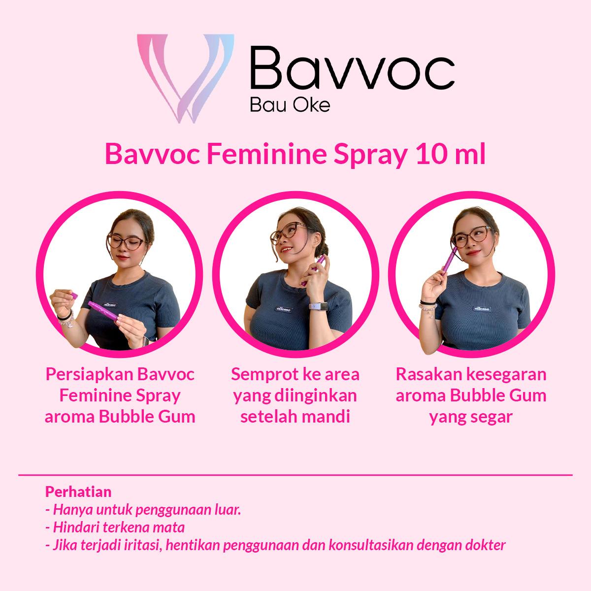 BAVVOC Feminine Spray Wanita Wangi Bubble Gum Non Alkohol Aman Untuk Kulit Sensitif I BPOM I Halal Perawatan Kewanitaan Perfume