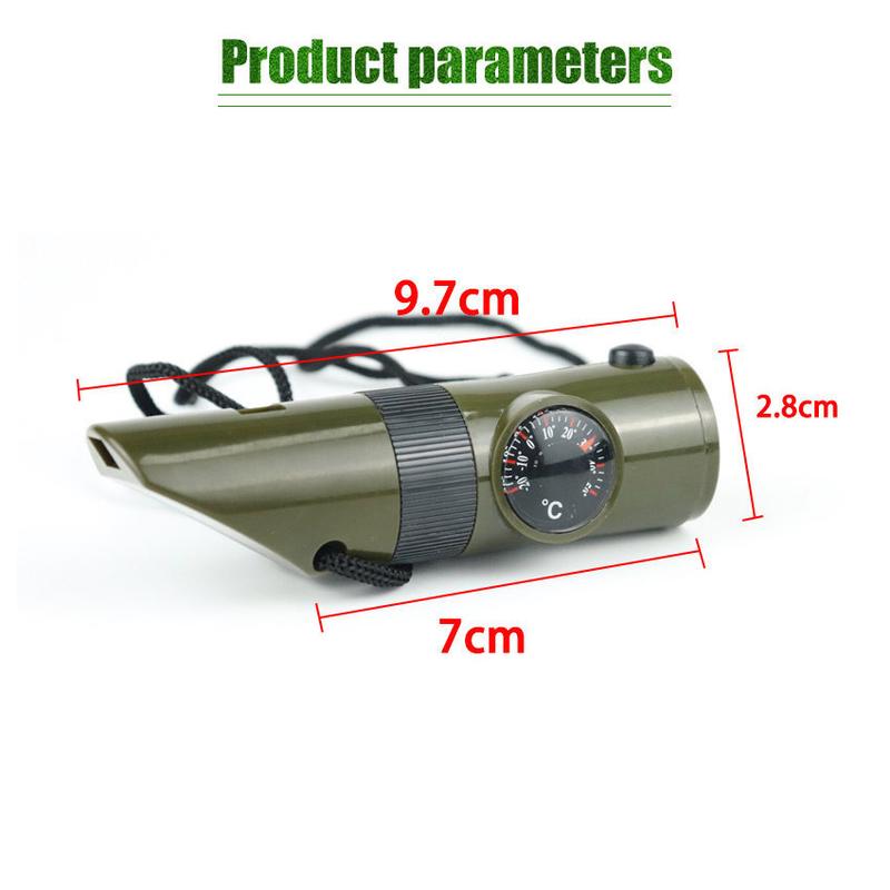 7 In 1 Peluit Outdoor Survival Multifungsi Peluit Emergency Darurat  7 Fungsi: Peluit  Kompas  Termometer  Kaca Pembesar  Reflektor  Dan Lampu LED Camping 1