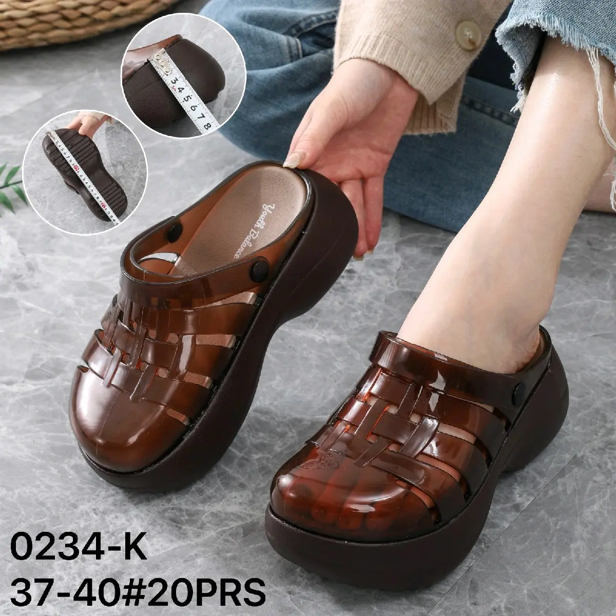 Sandal Wwdges Karet Jelly Import WedgesBening transparan Balance 0234