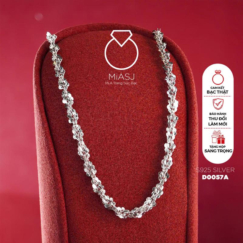 D0057A4 - Dây chuyền xoắn hoa mai móc máy kim cương 4li bạc Ý S925 cao cấp | Mi.A Trang sức Bạc