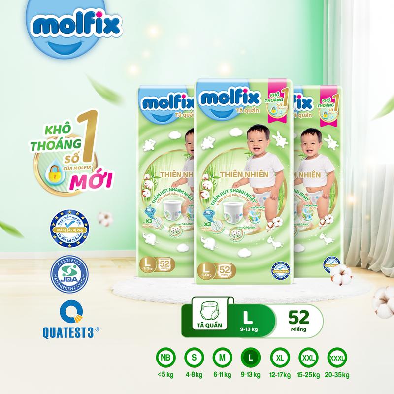  Combo 3 Tã bỉm quần Molfix Thiên nhiên Super Jumbo Cho Bé Molfix Việt Nam  Bao bì thay đổi theo từng đợt nhập hàng  