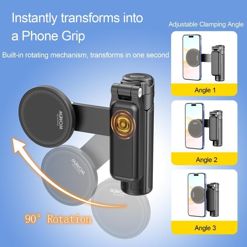 Product Introduction of 3-in-1 Magnetic Phone Grip，Magsafe phoneholder，Wonew Palm-Size Selfie Stick/Tripod，travel selfie portable，with Bluetooth remote， 10