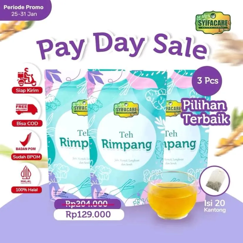 Syifacare Teh Rimpang Paket 3 pack Teh Ramuan Jahe Kunyit Lengkuas dan Sereh