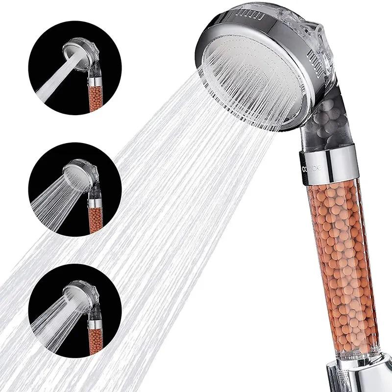  3 Functions Ionic Filter Hand Held Showerhead Water Saving Shower Head Filter Beads 