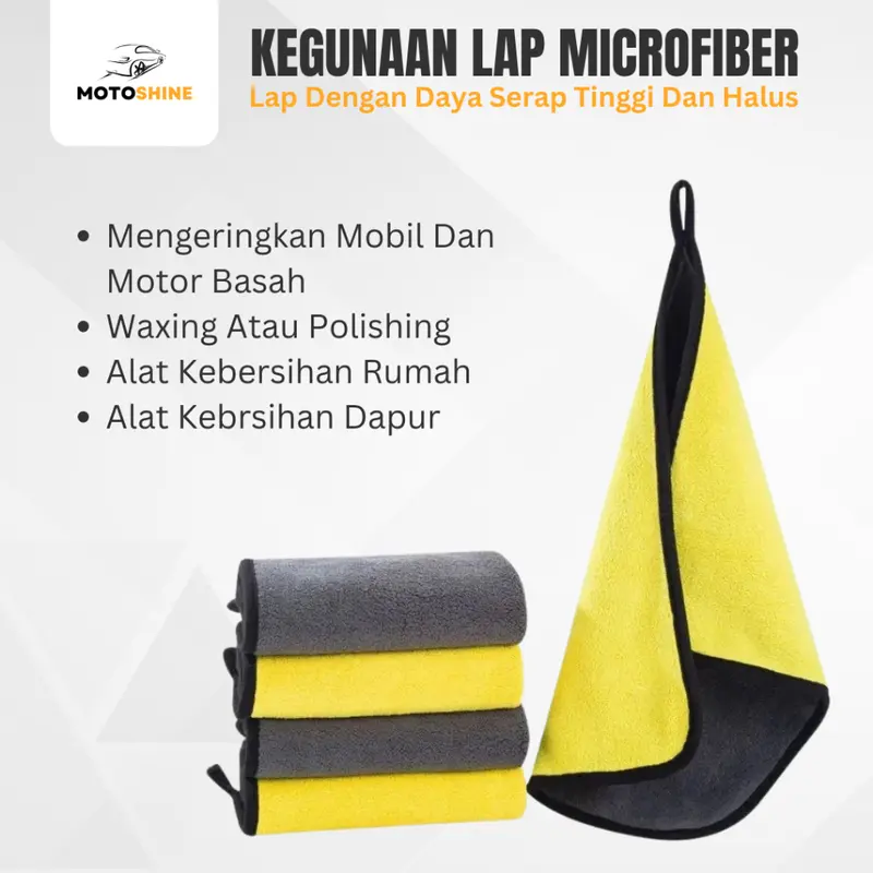 Lap Microfiber Mobil 30x30 Halus untuk Detailing Body & Dashboard Mobil Motor, Kain Microfiber Lembut untuk Cuci Mobil Motor - Lap Microfiber Dapur - Wax & Poles Efektif 2