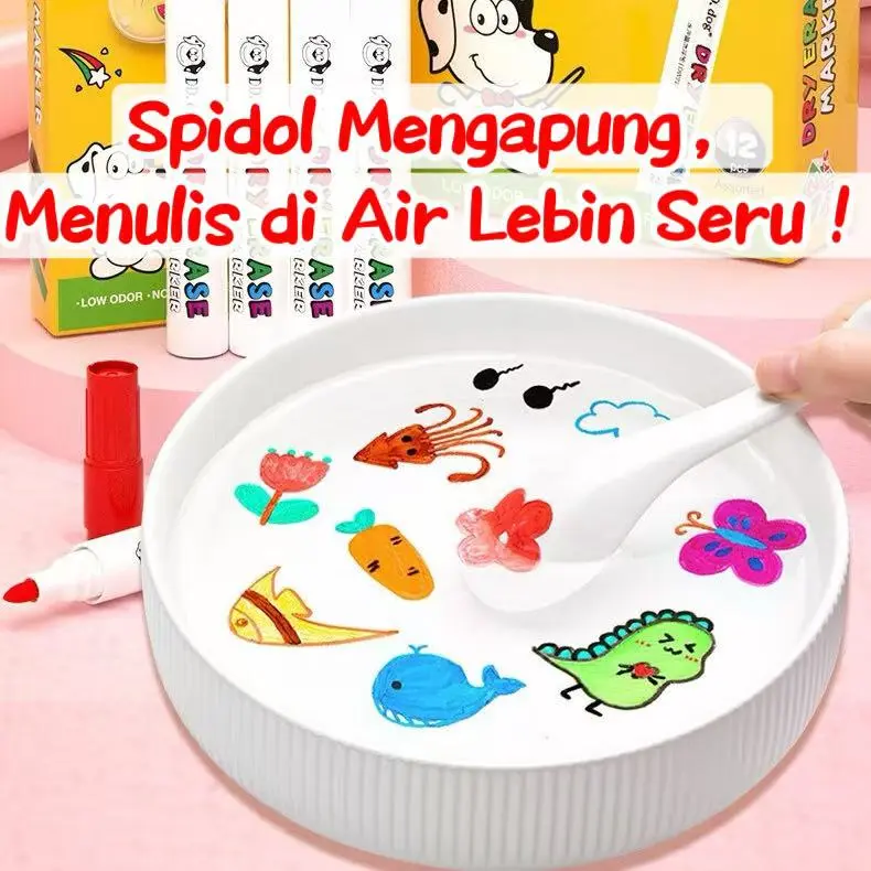 AIGD  acrylic marker / spidol 1 set lengkap / cat acrylic / Spidol Air TulisanMengapung / Spidol Ajaib Mainan /4-12Warna Anak Belajar Toys 0