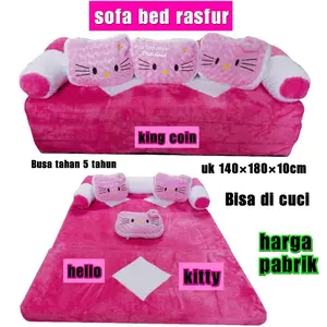Sofa Bed Kasur Lipat Bulu Rasfur Karakter Anak Doraemon Hellokitty Mickey