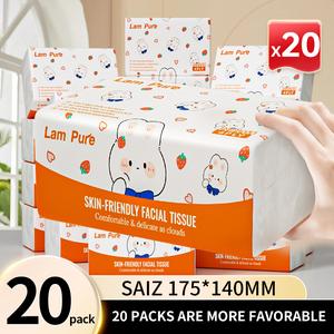 【20 pek】Kusyen udara lampu, tisu deluxe lembut yang ceria, 4 lapisan, 170x140mm, 240 helai, Berkualiti tinggi Kotak