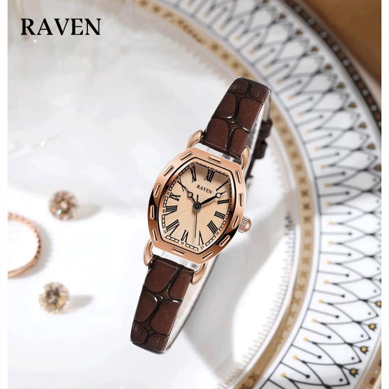 Product Introduction of RAVEN Jam Tangan Wanita Anti Air Kuarsa Antik Kasual Tali Kulit Jam Tangan Cewek Original 5
