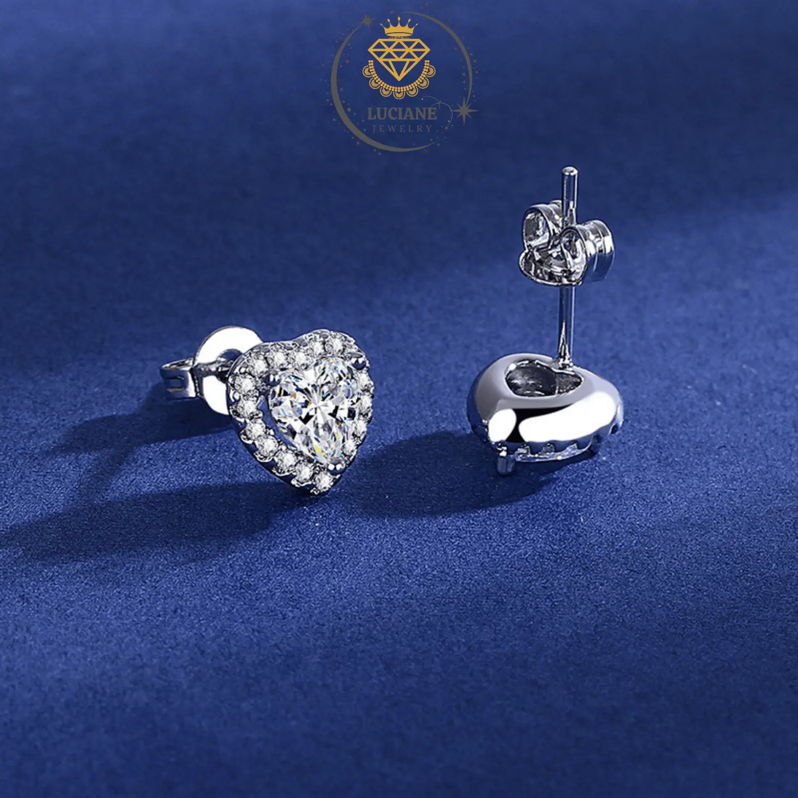 Anting Wanita Hati Love Earrings Diamond Moissanite Perhiasan Cewek Lapis Emas
