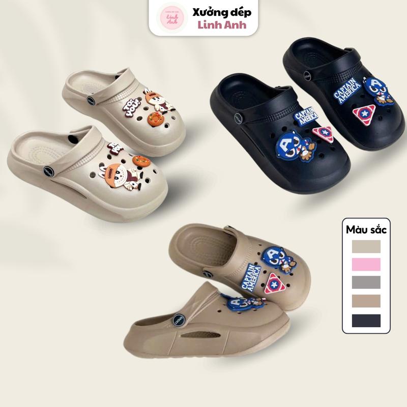 LA073 - Dép sục bé trai bé gái chất liệu cao su êm nhẹ dễ đi chống trơn trượt kèm sticker dép sục cho bé đi học đi chơi bền và đàn hồi tốt