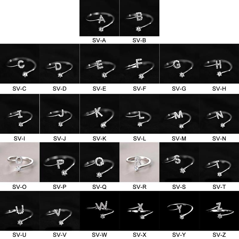 A-Z Letter Adjustable Opening Ring Women Couple Alphabet Name Men Initials Rings Wedding Finger Jewelry 4