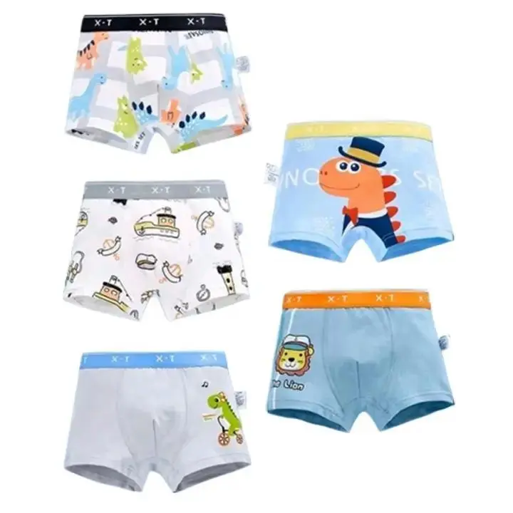 #105-6 (ISI 4pcs,6pcs,1 lusin) Celana Boxer Anak Laki laki /Celana Pendek Anak Laki Laki  (Celana Pendek Boxer Fashion) Fashion Boxer/Celana Pendek 1-13 Tahun S Multicoloured Cuci Dingin 3XL Underwear  warna random pakaian dalam boxer  anak