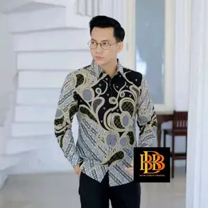 Kemeja batik pria lengan Panjang Pendek terbaru motif Awan Hitam size M L Xl XXL