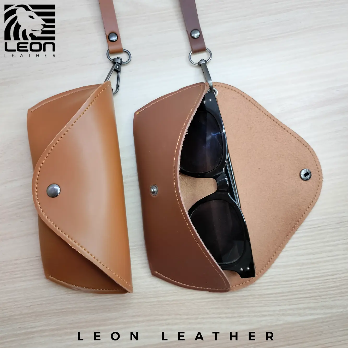 Kotak Kacamata Pouch Kacamata Gantungan Tempat Kacamata Kulit Leather Glasses Case
