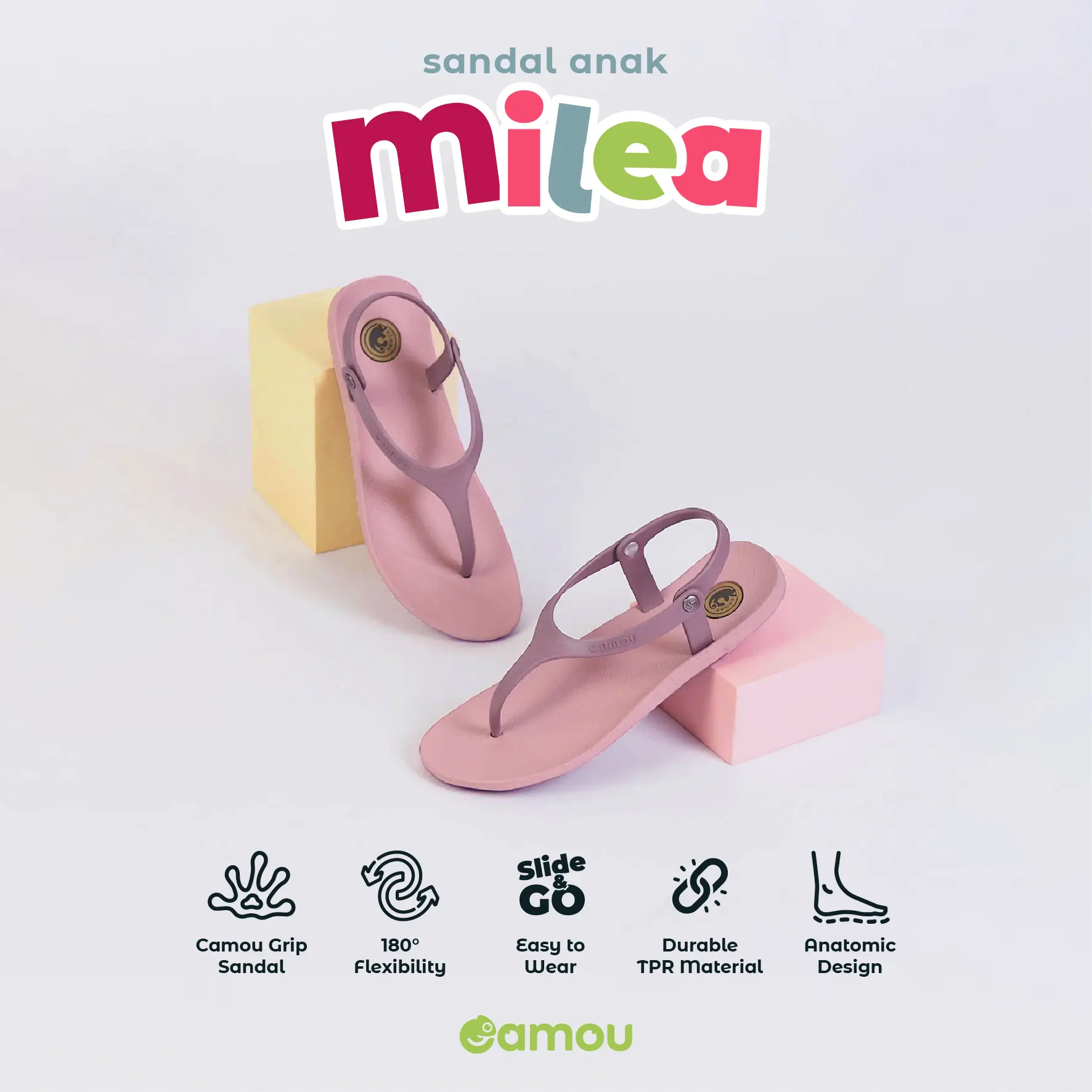 Sandal Tali Belakang Full Karet Anak Perempuan CAMOU MILEA KIDS Fashion