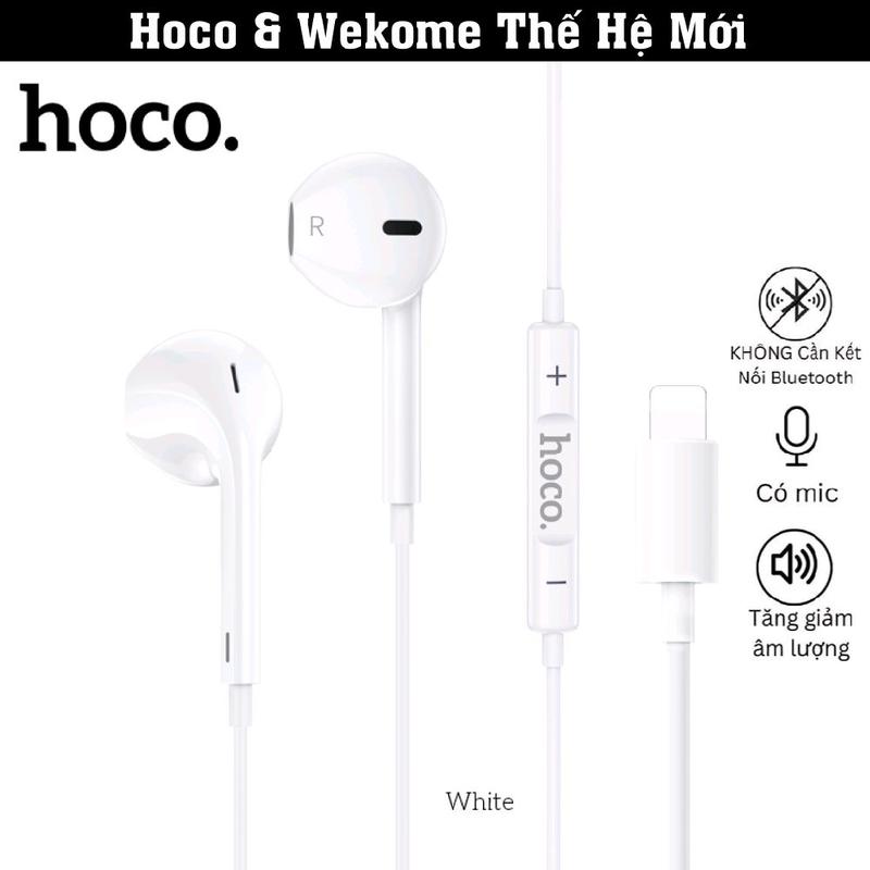 Tai Nghe Hoco M111 Không Cần Blutooth Chân Lightning Cho iPhone Âm Thanh Sống Động Có Míc Đàm Thoại,Phím Bấm Tăng Giảm Âm Lượng Trên Dây BH 12 Tháng hoco Nghe Nhạc Nhét Tai