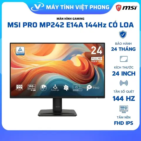 MÀN HÌNH GAMING 144HZ MSI PRO MP242 E14A (24"/FHD/IPS/144HZ/CÓ LOA) - CHÍNH HÃNG BẢO HÀNH 2 NĂM