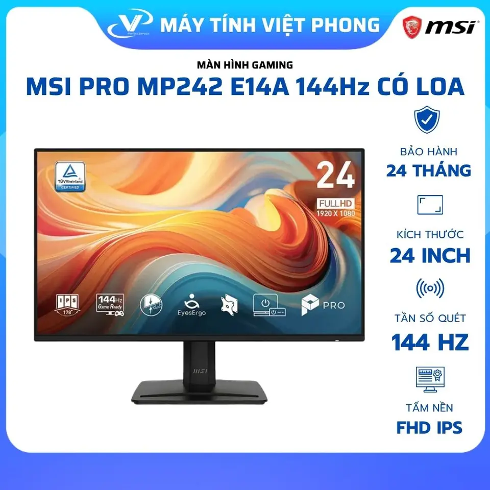 MÀN HÌNH GAMING 144HZ MSI PRO MP242 E14A (24"/FHD/IPS/144HZ/CÓ LOA) - CHÍNH HÃNG BẢO HÀNH 2 NĂM
