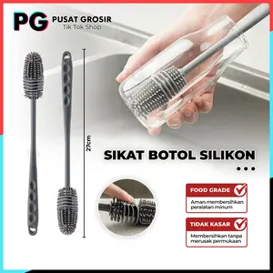 Sikat Botol silikon gagang panjang pembersih gelas tumbler cuci botol
