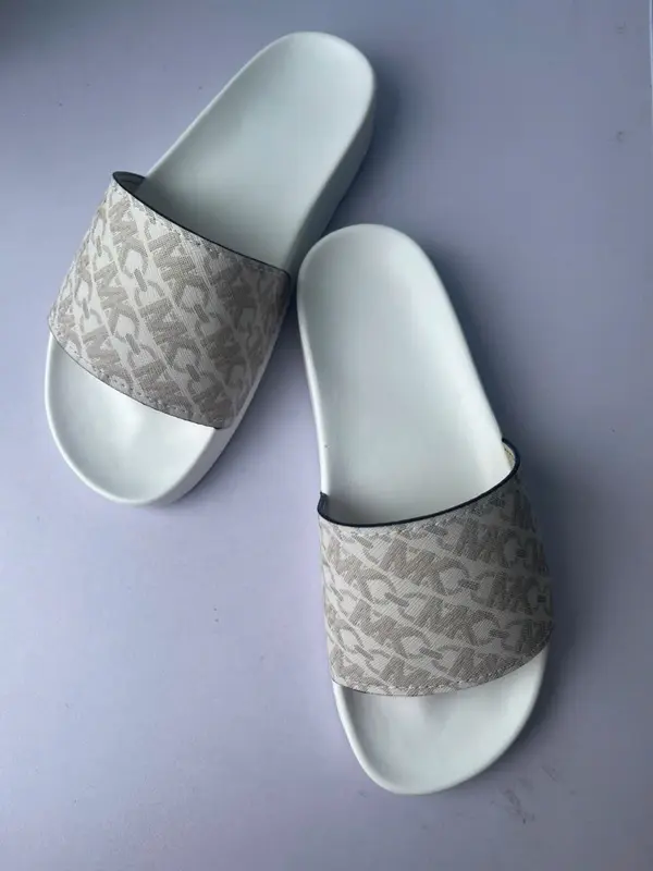 Dép nam nữ quai ngang hoạ tiết chữ nâu kem mặt đế MẶT TRĂNG (size 34-45)sang trọng êm chân bền đẹp 2