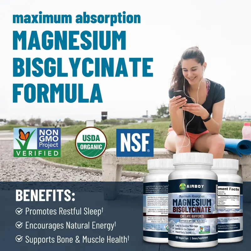 Magnesium Bisglycinate Chelate Buffered - Mudah Ditelan - 400 mg - Sangat Mudah Diserap - Mendukung Kesehatan - Non-GMO - 60, 120 Kapsul/Botol 6