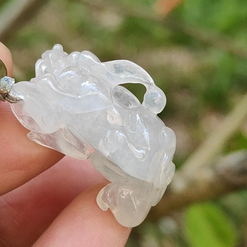 Special Offer Icy Translucent crafted as Pixiu Natural Type A Jadeite Pendant Necklace with certificate weigh 9.39 grams, 30 * 16.3 * 13.4 mm, symbols of Bring in money, keep you safe and healthy, suitable for daily wear or collection (pendant45) 5
