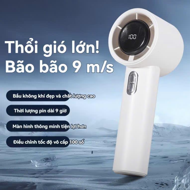 Quạt cầm tay Turbo 100 tốc độ gió siêu mạnh, siêu mát kèm dây sạc quạt cầm tay mini dung lượng pin lớn , quạt du lịch (không kèm dây đeo) A05
