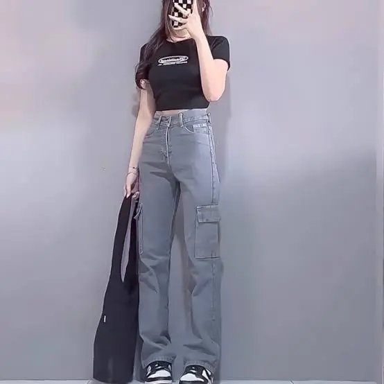 Highwaist Jeans Cargo Loose Hangover Vol.2 - Celana Cargo Jeans Highwaist Terbaru Panjang Wanita