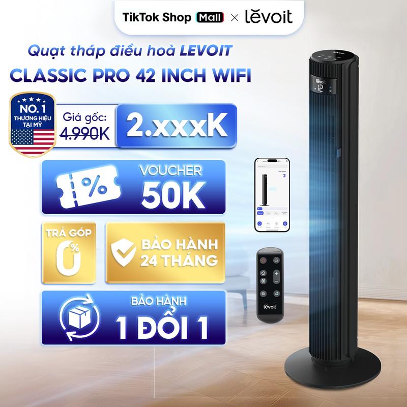 Quạt Tháp Điều Hòa Thông Minh Levoit Classic Pro 42 Inch Wifi | Kết nối app -…