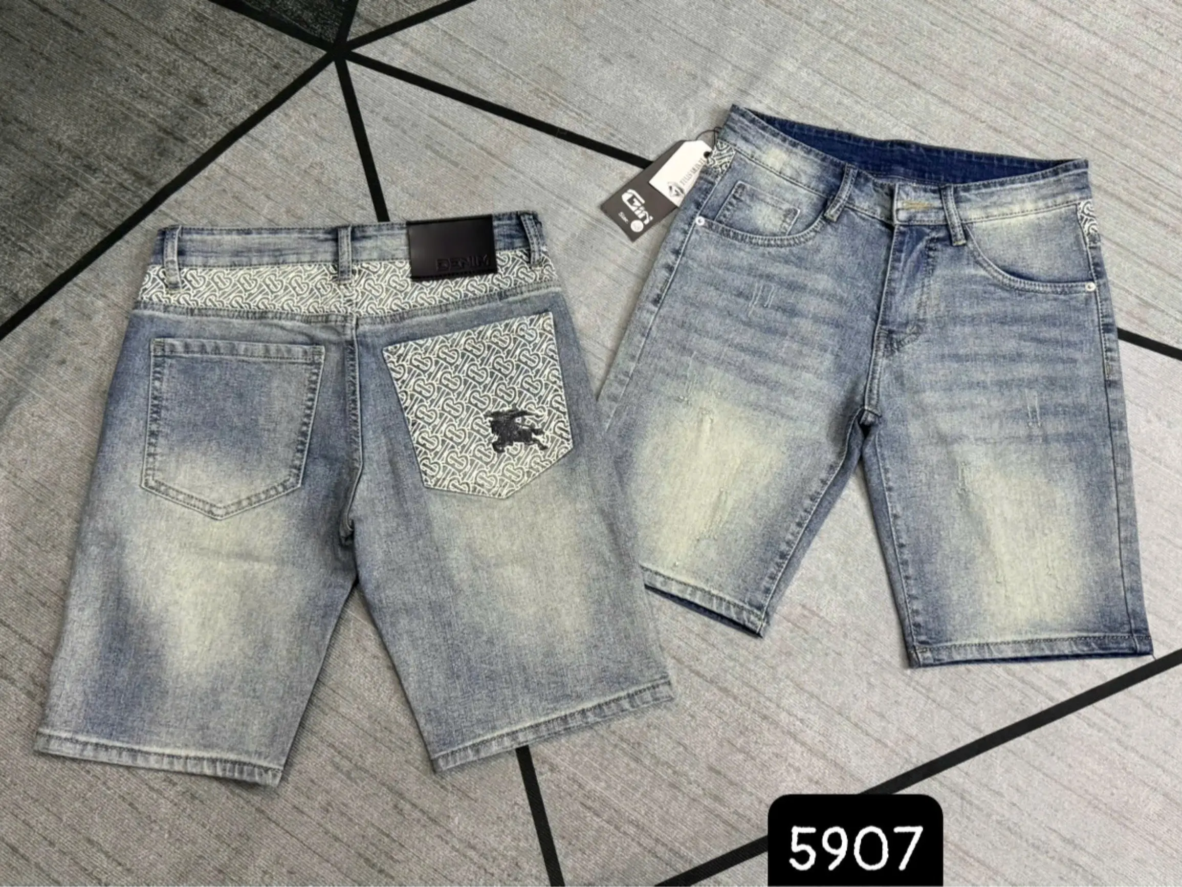 Quần short jean nam phối hoạ tiết túi sau cựcc hot phong cách trẻ trung chuẩn Menswear