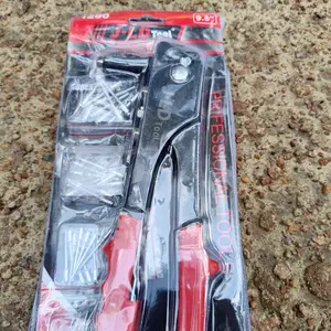 JLD Tang Rivet Alumunium 9.5INCH Hand Riveter Riveter Tembakan Paku 40pcs mata Heavy Duty Rivet Gun untuk 2.4mm - 4.8mmLogam, Kayu dan Plastik Besi Bor Karet