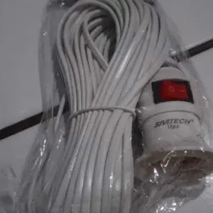 Fitting Lampu Gantung E27 Putih 5 Meter dengan Switch ON/OFF & Kabel 3M/5M untuk Rumah dan Fitting Merah Saklar