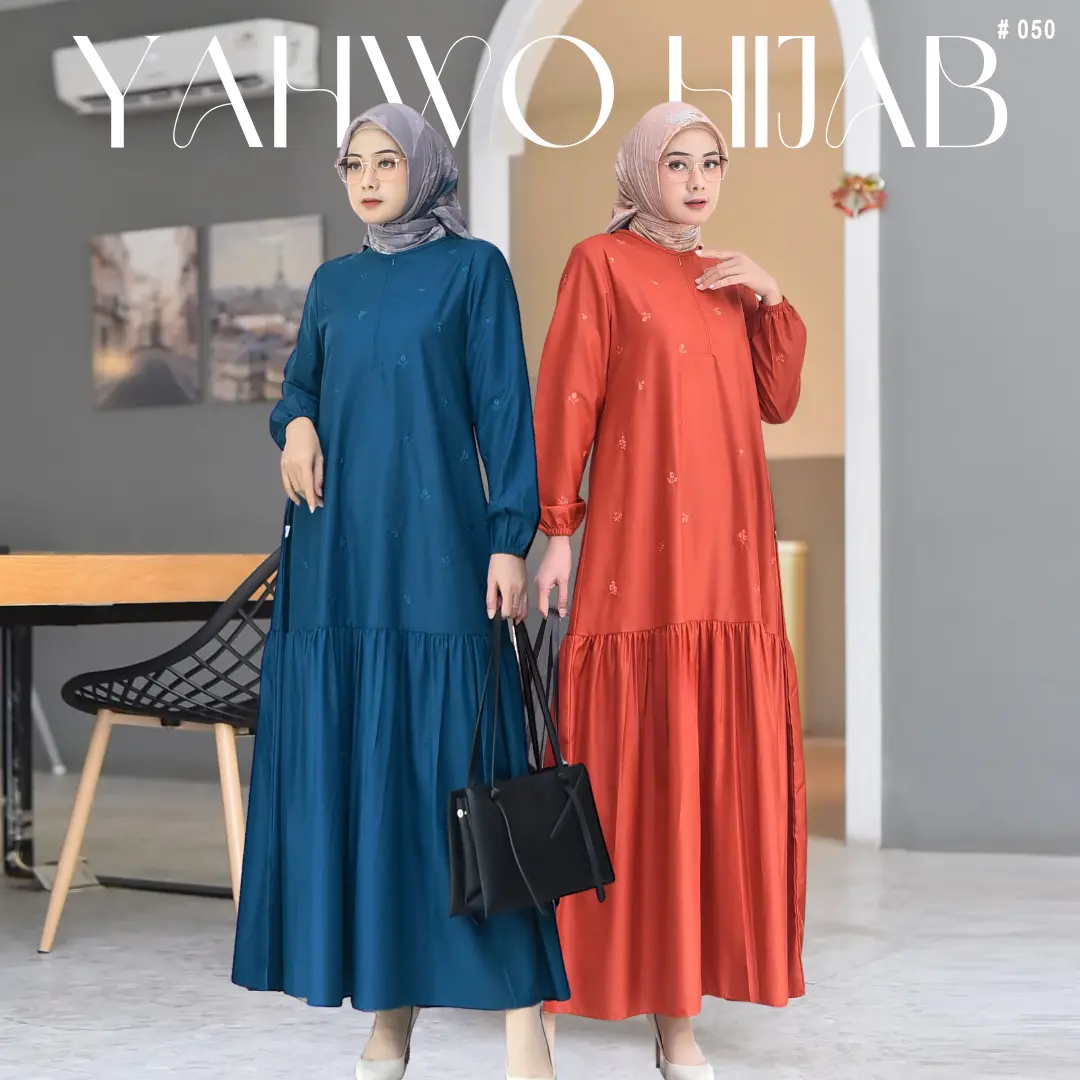 Yahwo hijab by shidqi-Gamis Bordir Premium Terlaris-Lebaran-Maxi Dress Simple Cantik Terbaru-Toyobo-Busuy-Muslim Wanita Dewasa Remaja-Pesta-Mewah-Syari gamis  exclusive