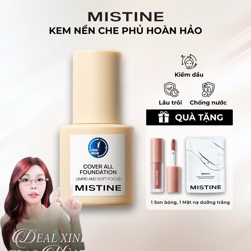   HỨA NGÂN  MUA 1 NHẬN 3 | Kem Nền Mistine Foundation 30g Bền Màu Lâu Trôi - Kiềm Dầu Tốt +  TẶNG  1 Son bóng + 1 Mặt nạ dưỡng trắng 