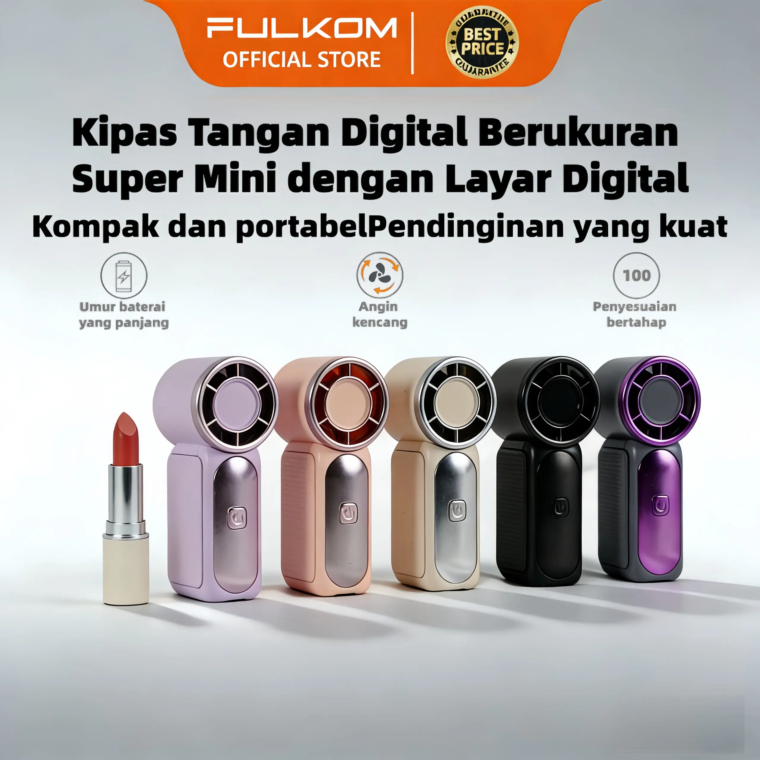 Kipas Turbo Viral FULKOM FF688: Ukuran Saku Angin Badai! 100 Tingkat Kecepatan + Layar Digital Digital LED