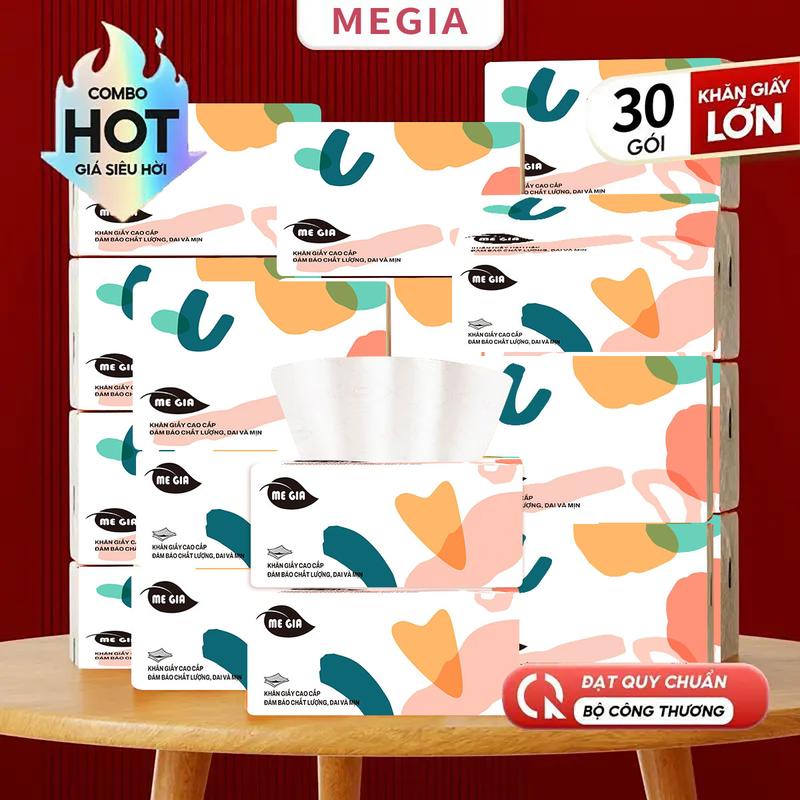 【THÙNG 30 Gói-Không tặng kèm cốc】 Hộp giấy vệ sinh cao cấp MEGIA 5 lớp, Giấy vệ sinh, siêu dai, Khăn lau chùi, mềm mại, mịn màng.