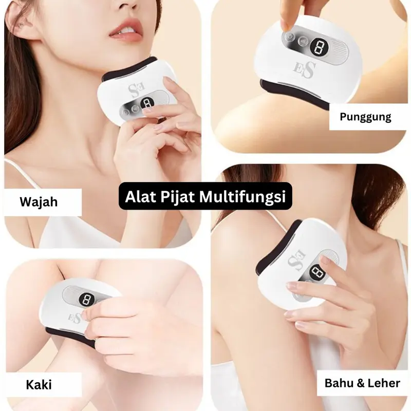 GUASHA Alat Pijat Elektrik Face Massage Electric Massager Green - Natural Bianstone 2in1 Fisioterapi Scraping Kerikan Kerokan badan dan wajah Facial Mengencangkan Perawatan Muka 5