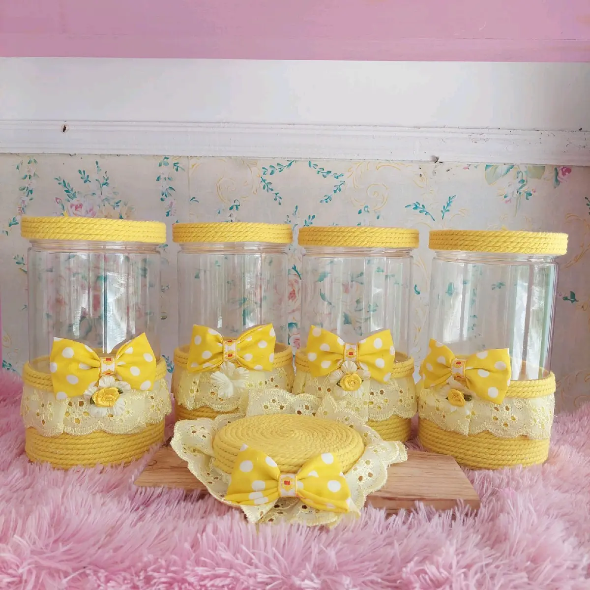 (Kode 4) Toples Snack / Toples Shabby / Toples Hias /Toples Lucu ( 1 set dapat 4)