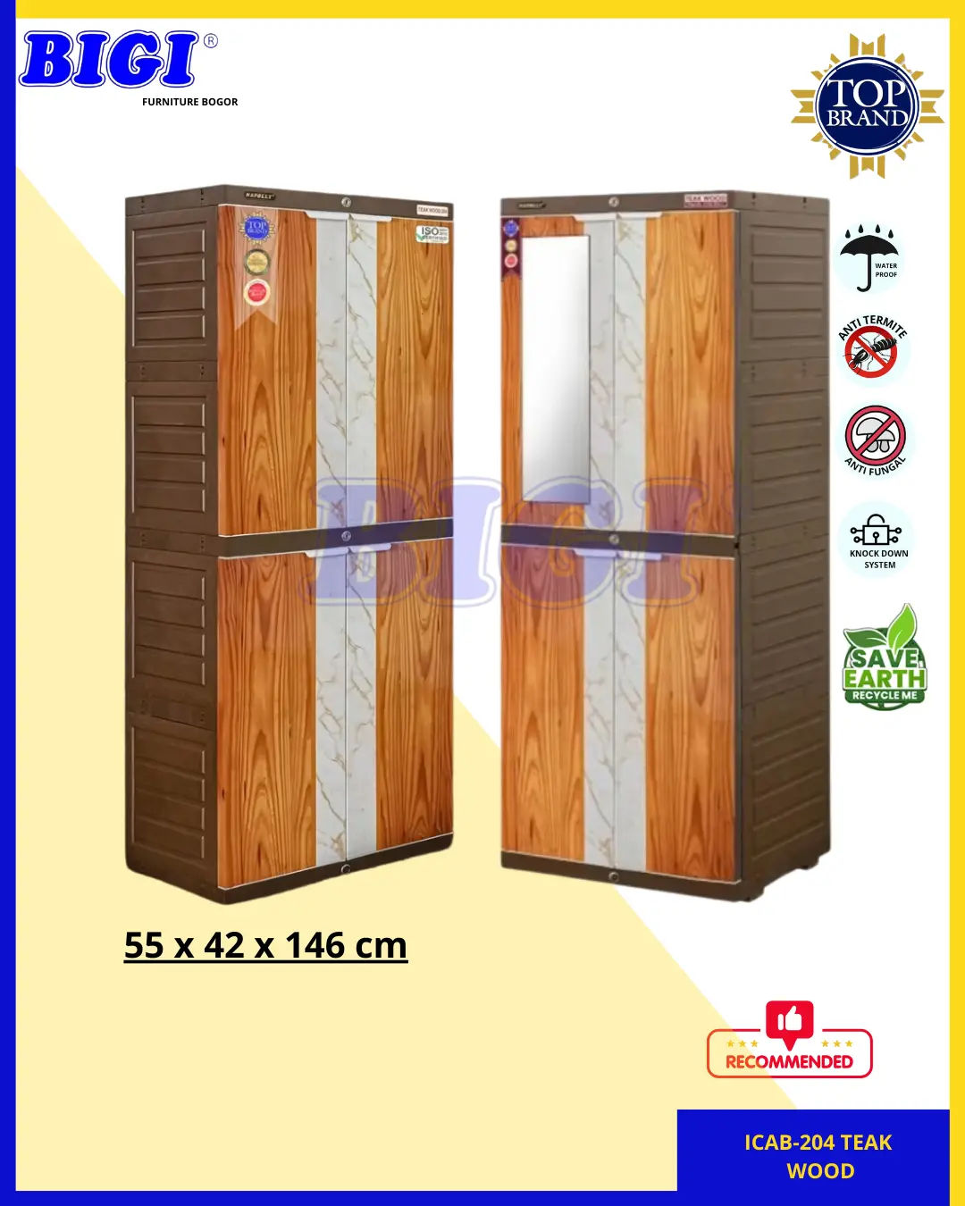 Lemari Plastik Napolly Lemari Pakaian Plastik Lemari 4 Susun Serbaguna Napolly icab-204 TEAK WOOD
