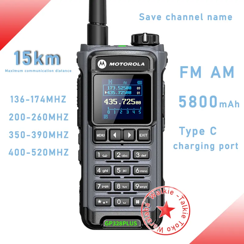HT Walkie Talkie GP328 plus  jarak jauh 15KM  pengisian daya tipe-c Garansi panjang Fungsi penyimpanan nama saluran VHF/UHF Radio dua arah 12 bulan multicolor