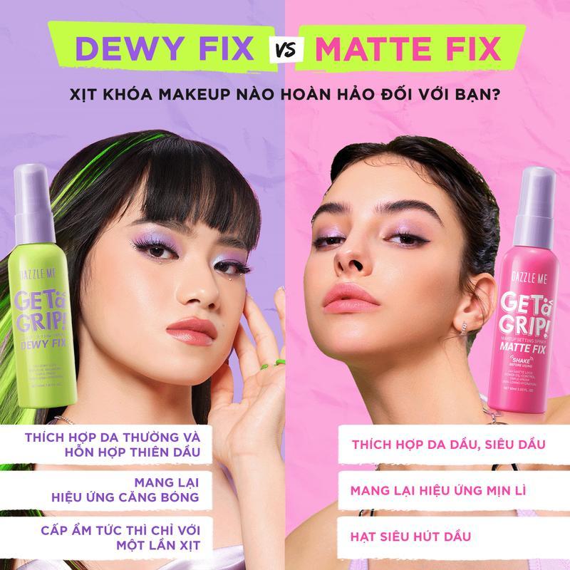 Xịt Khóa Makeup DAZZLE ME Xịt Cố Định Lớp Trang Điểm Lâu Trôi Và Kiểm Soát Dầu Dưỡng Ẩm Trên Da Makeup Setting Spray Dewy Matte 60ml Cosmetic Nữ Women Mỹ Phẩm 9