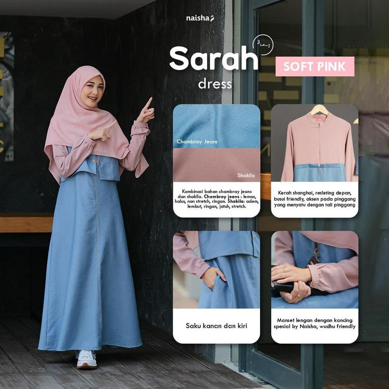 Sarah Dress 3in1 by Naisha Dress Lebaran 2024 Model Gamis Terbaru Remaja Dress Wanita Busui Frendly Kancing Kerah 4