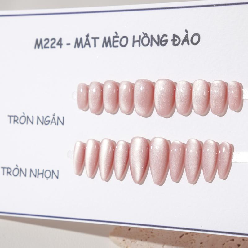   M224  - Kimsu Nailbox Mắt Mèo Hồng Đào Đỏ Tím Nâu Vàng Nail Tay Giả Tròn Ngắn & Tròn Nhọn 