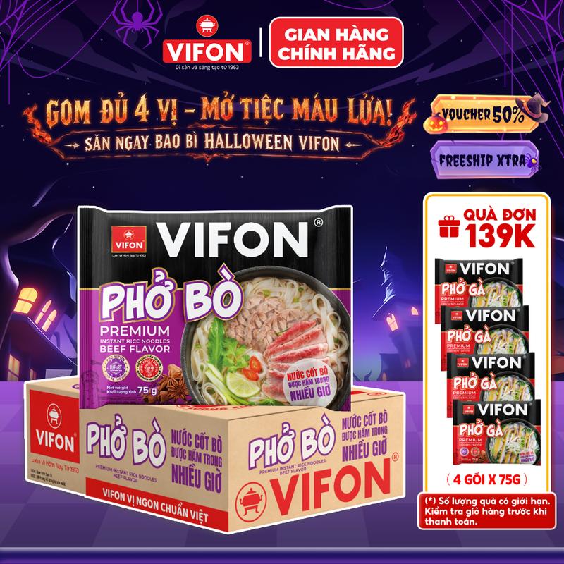 Thùng 24 gói Phở Bò/ Phở Gà VIFON Có Gói Sốt Bò/ Gà 75gr/gói