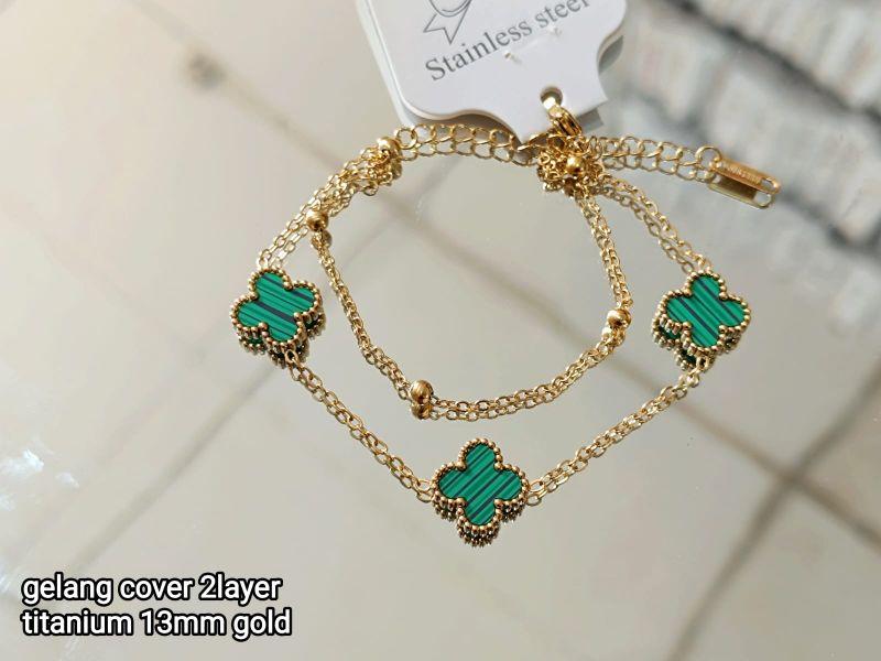 Product Introduction of Gelang Tangan Rantai Gold Bunga Boba Titanium 2 Layer Anti Karat Wanita - Bracelets 7