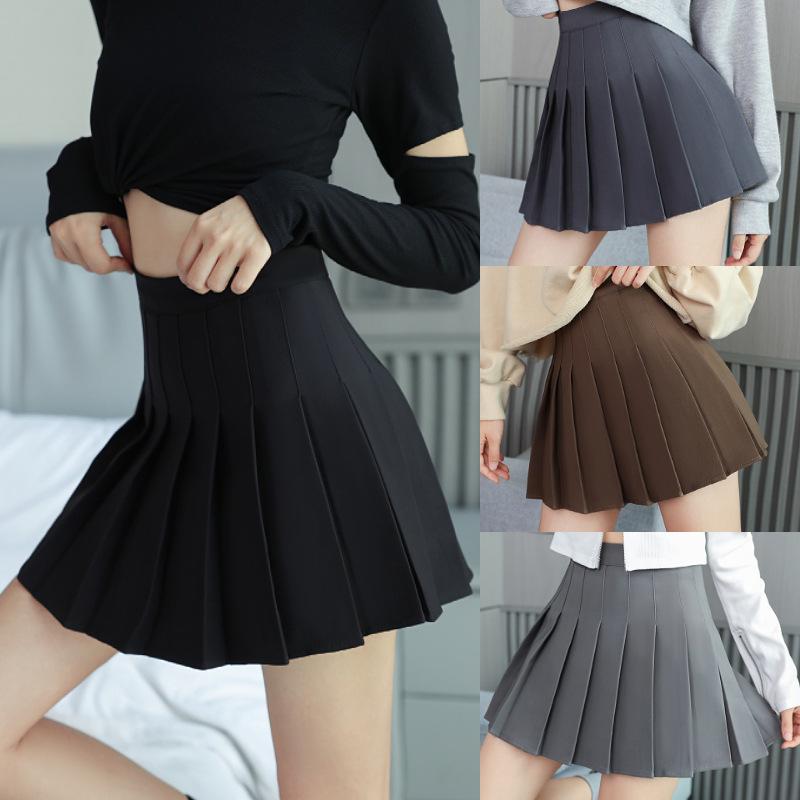 Product Introduction of [Golden potowomen's wear] 2023 spring and autumn pleated skirt women's Japanese high waist slim fit a-line dress anti-exposure solid color fashion skirt Womenswear Bottom Lingerie Comfort Basic Minimalist 3