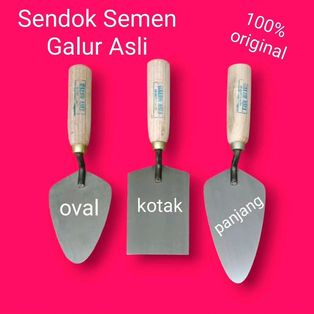 Paket Hemat 3 pcs - Sendok/cetok semen galur asli baja pola oval 15cm, kotak 15cm, panjang 18cm - kuat & kokoh