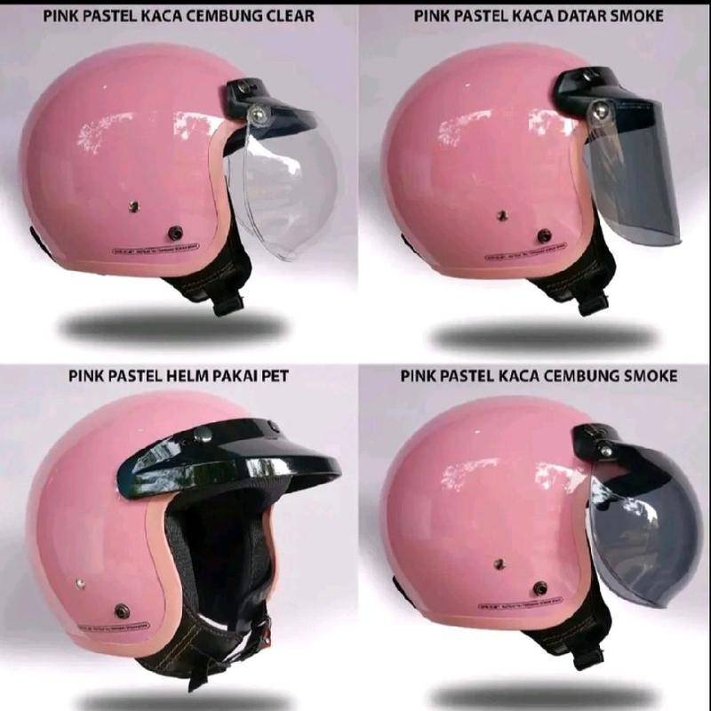 helm bogo solid hijab list pink warna polos pelingdung kepala saat berkendara motorcycle SNI ukuran universal (menyesuaian M,L,XL) cargloss keren 4