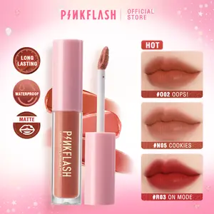 [Official][1pcs]PINKFLASH #Ohmykiss Matte Liquid Lipstik Lip Tint Lembut Tahan Lama Pelembab Pigmentasi Tinggi Lipstick 21 colors PFL01 cranberry orange Gloss Bibir Waterproof Lasting